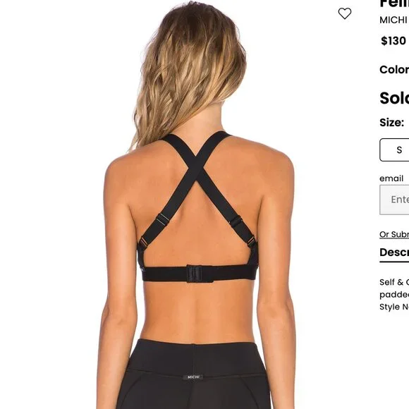 MICHI BRA BLACK M FELINE SPORTS BRA CUTOUT SEXY - Picture 3 of 12